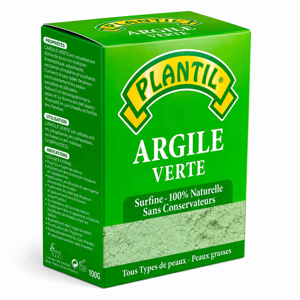 Argile verte surfine Plantil 100g x 12 profil