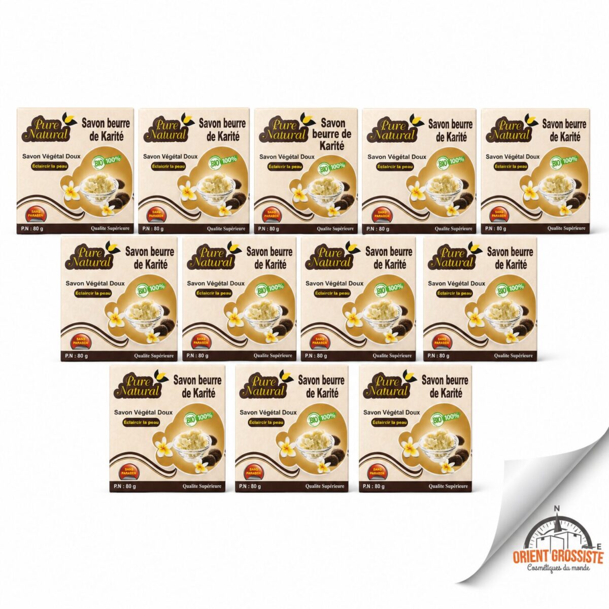 Savon au beurre de karité en gros, lot de 12 savons Pure Natural
