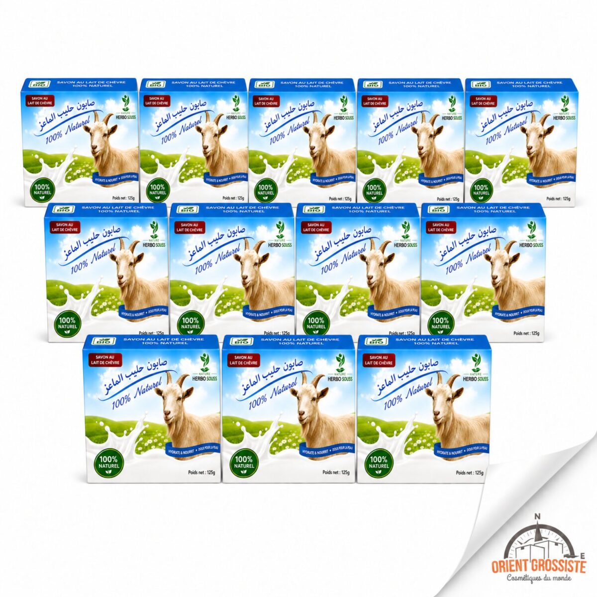 Savon au lait de chèvre en gros, lot de 12 savons Herbo Souss