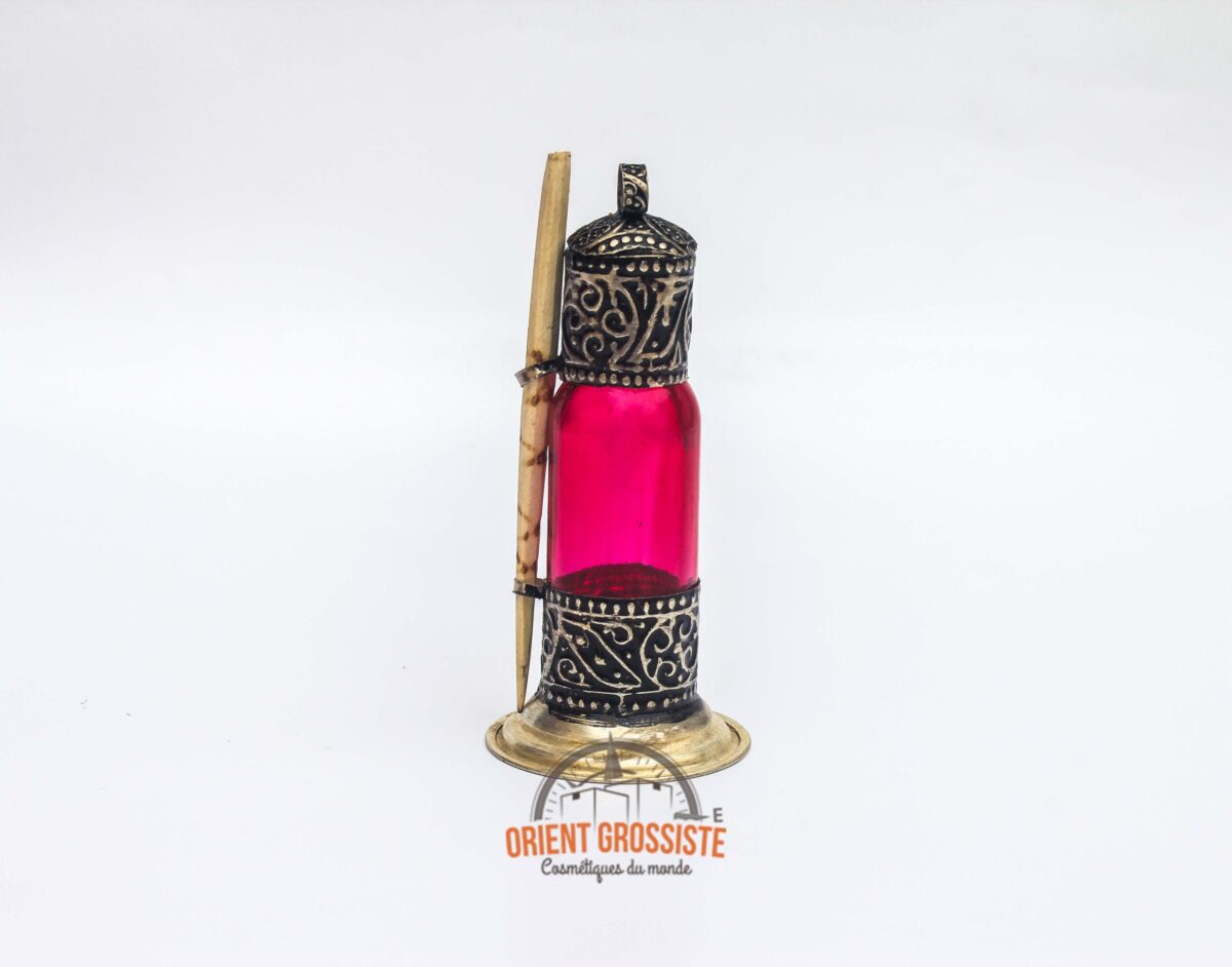 Flacone di kohl tradizionale in legno rosa - fatto a mano (confezione da 6)