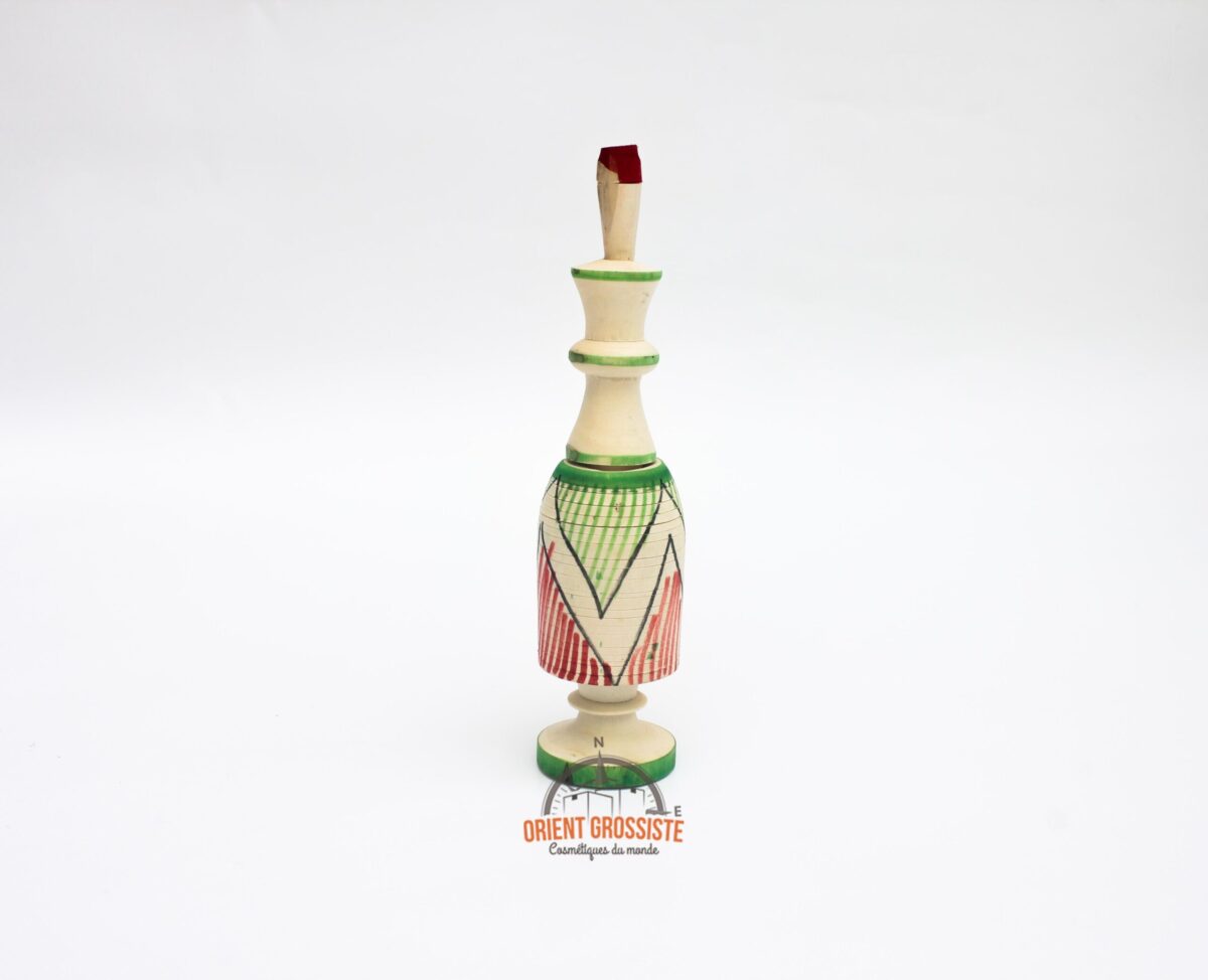 Flacon à Khôl traditionnel en bois vert - fait main (Lot de 6)