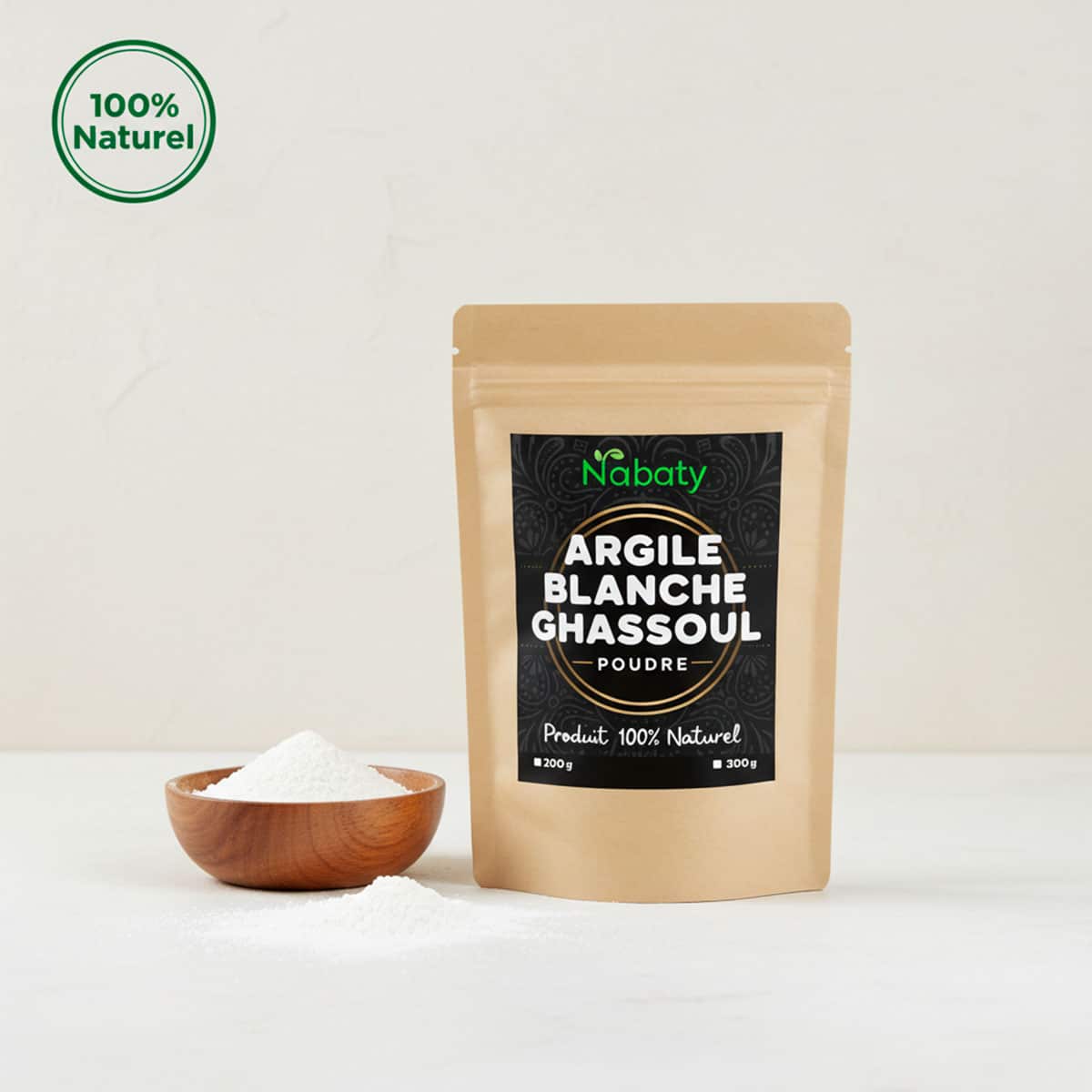 Argile (Ghassoul) Blanche - 200 grs (lot de 6 sachets)