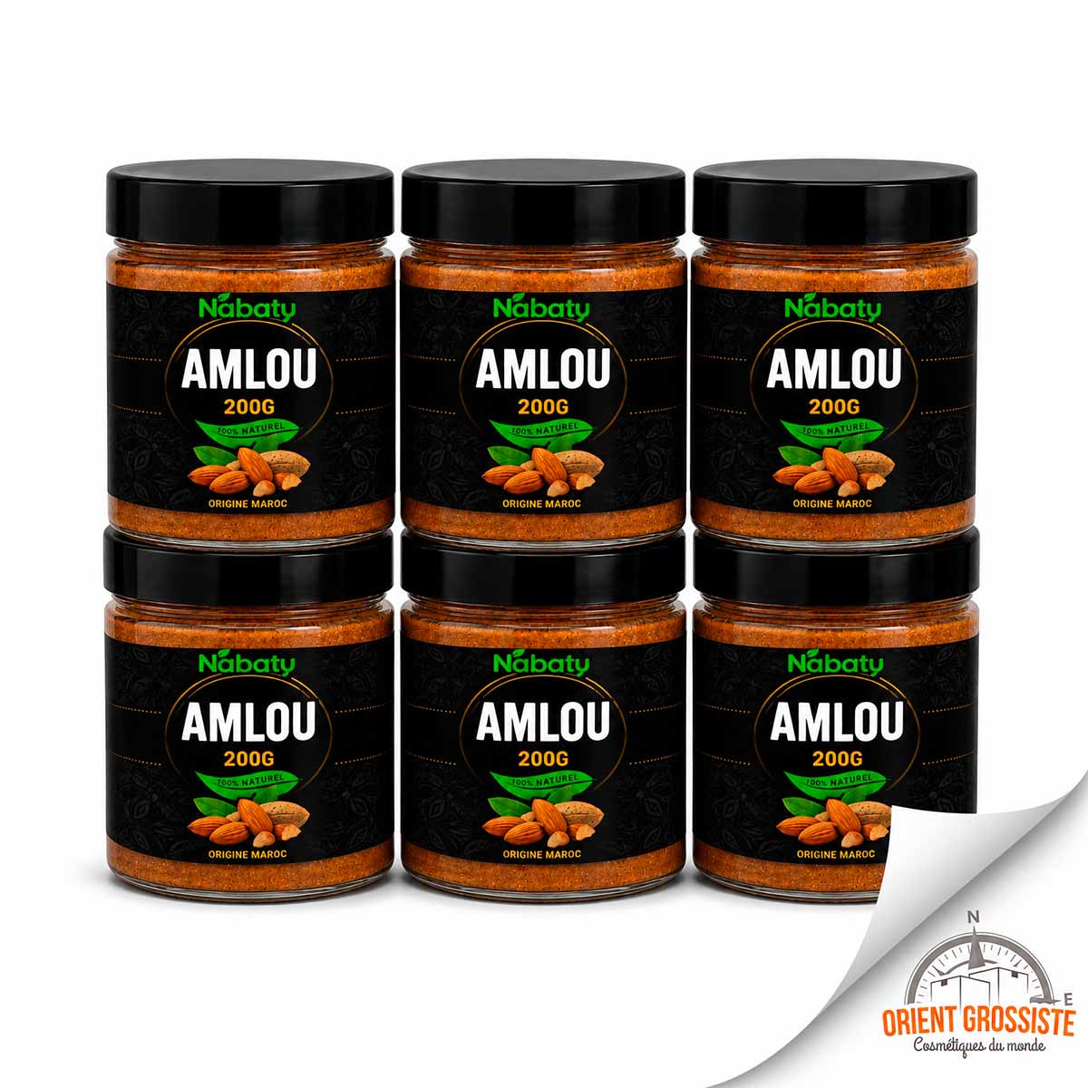 Amlou véritable aux amandes et au miel d'Oranger – 200g – Lot de 6 pots
