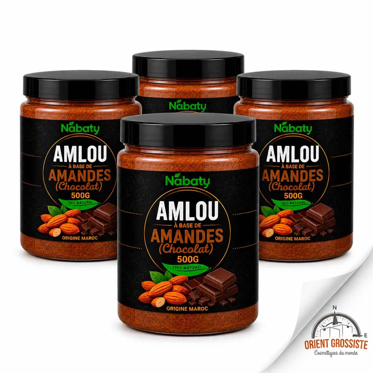 Amlou à base d'Amandes et Chocolat - 500g - Lot de 4 pots