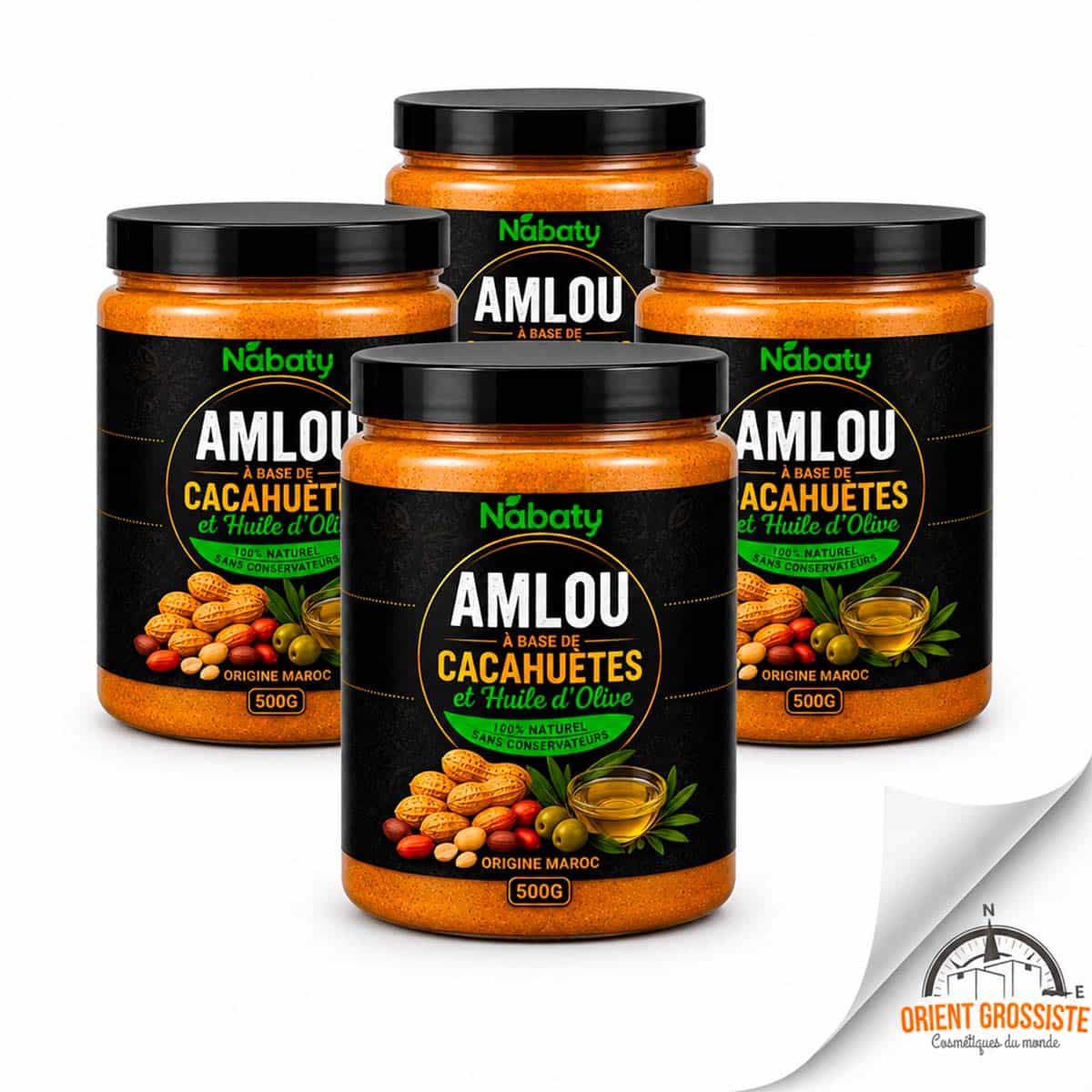 Amlou à base de Cacahuètes et Huile d'Olive - 500g - Lot de 4 pots