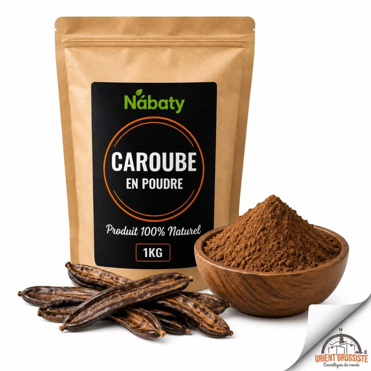 Caroube en poudre en gros, sachet de 1 kg origine Maroc