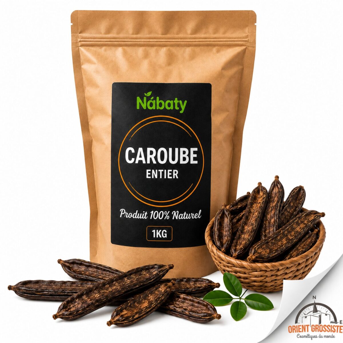Caroube entier en gros, sachet de 1 kg origine Maroc