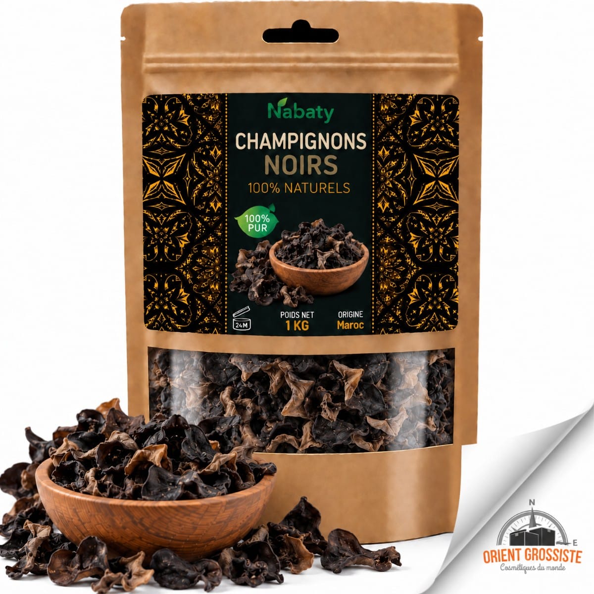 Champignons noirs séchés en gros - 1 kg