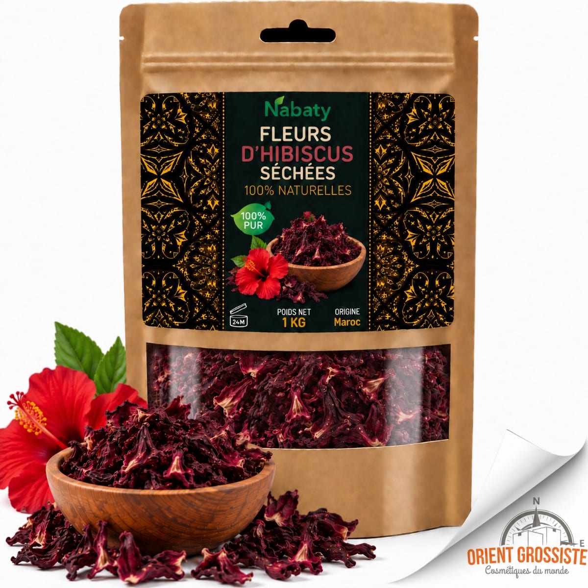 Fleurs d'hibiscus séchées en gros - 1 kg
