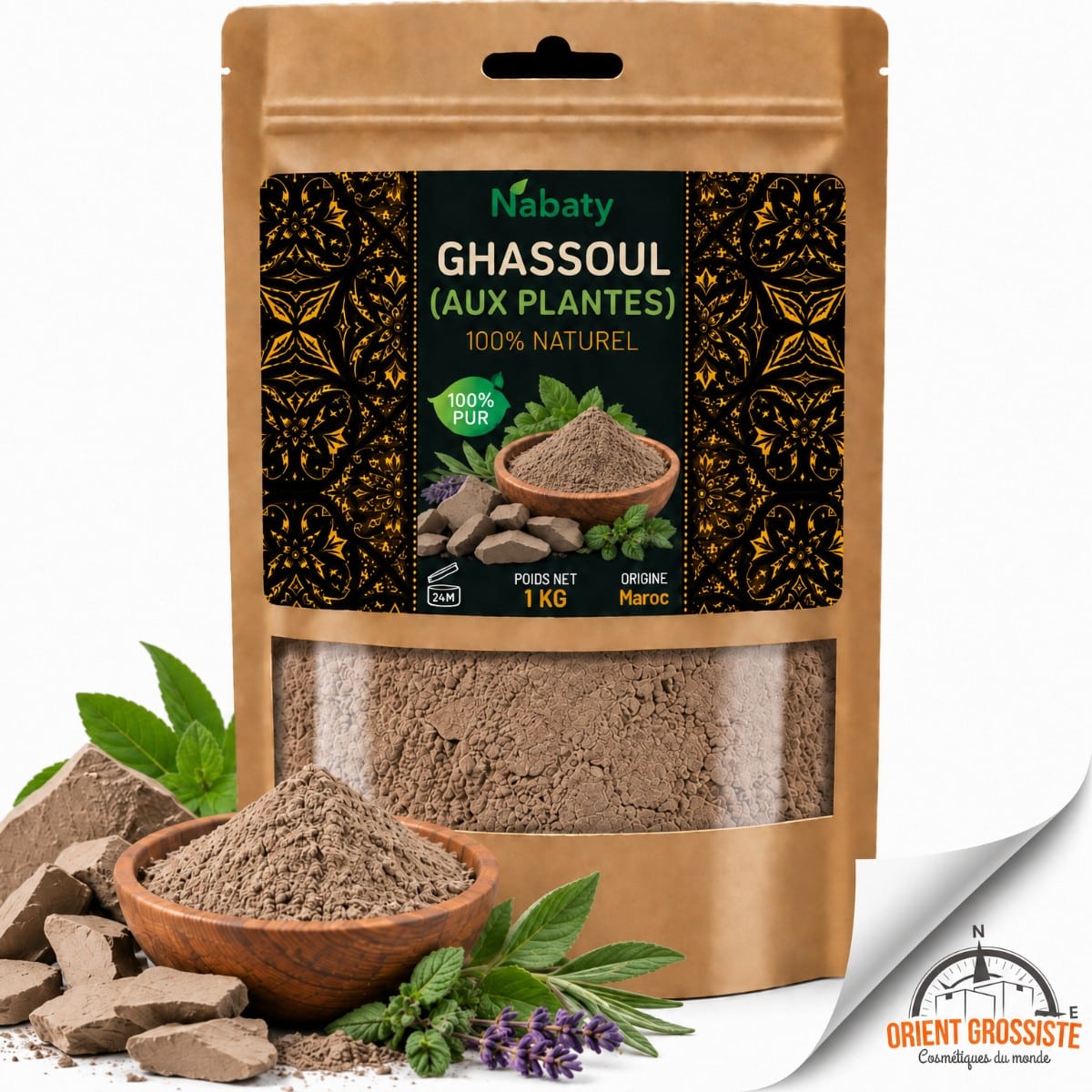 Ghassoul aux plantes en gros - 1 kg