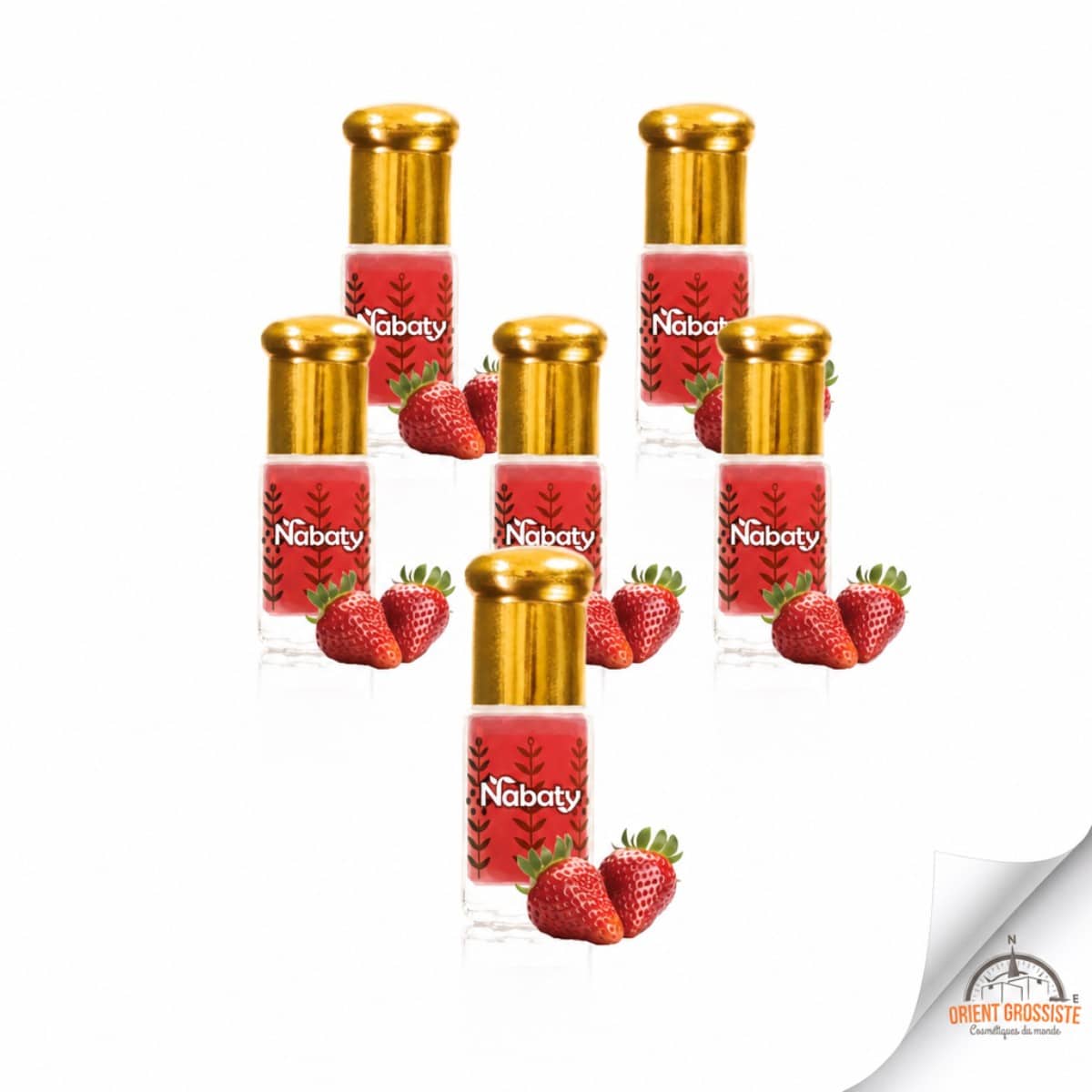 Musc Fraise - Lot de 6 flacons 3 ml, 6 ml, 12 ml - Sans alcool