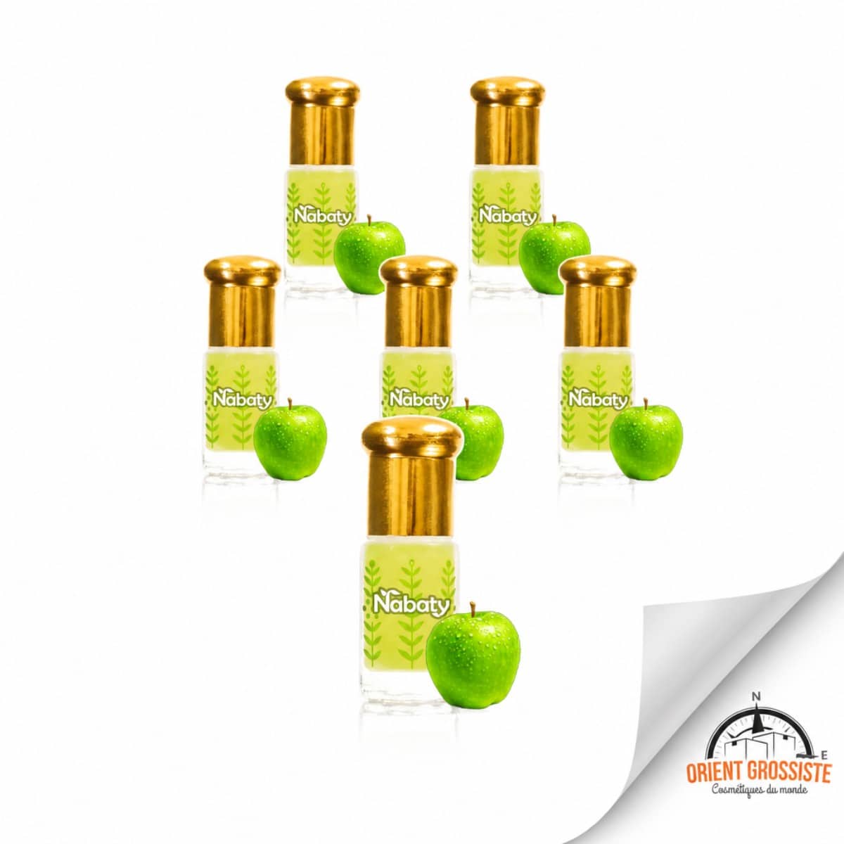 Musc Pomme Verte - Lot de 6 flacons 3 ml, 6 ml, 12 ml - Sans alcool