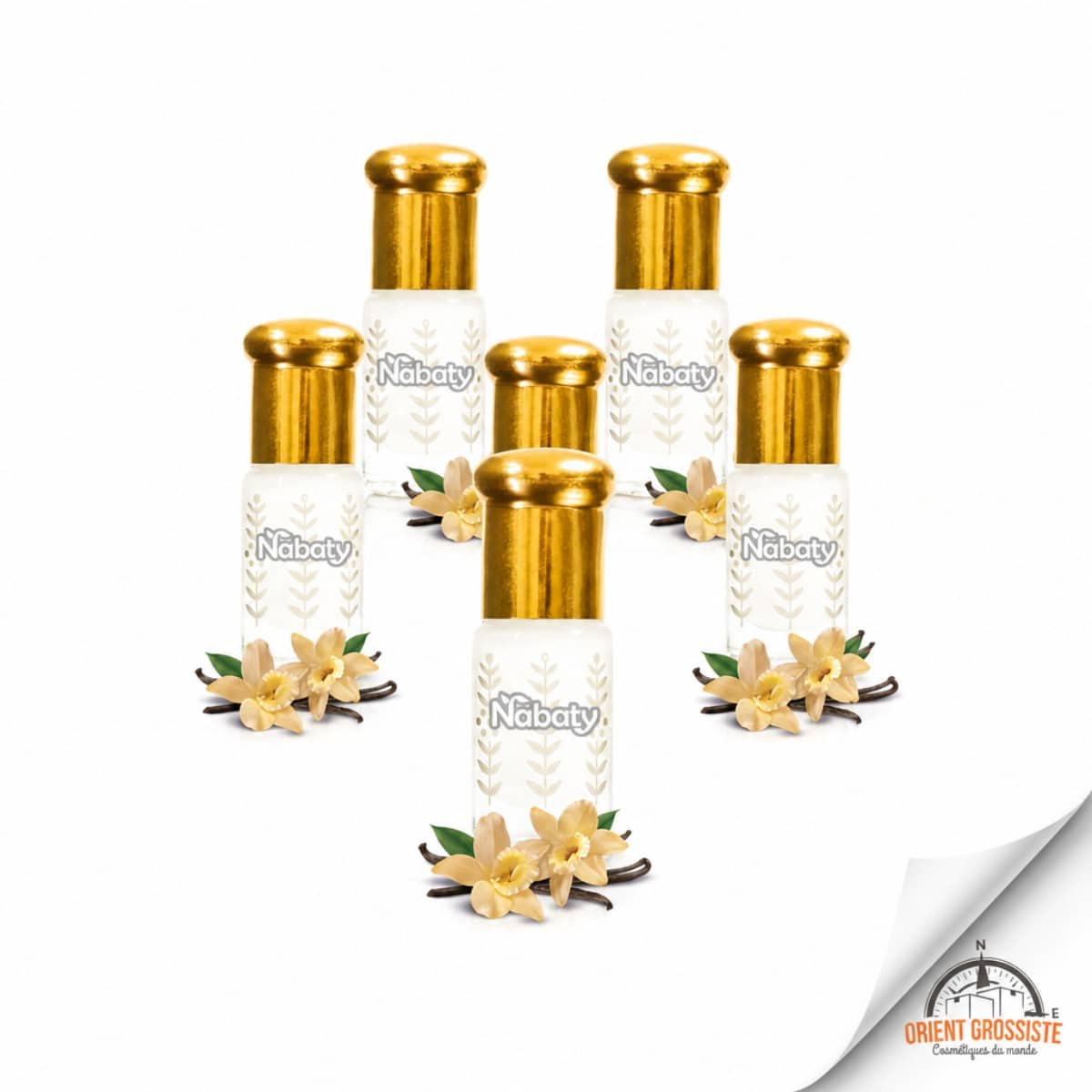 Musc Vanille - Lot de 6 flacons 3 ml, 6 ml, 12 ml - Sans alcool