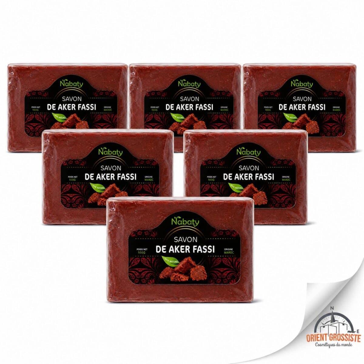 Savon Aker Fassi en gros, lot de 6 savons de 100 g Nabaty