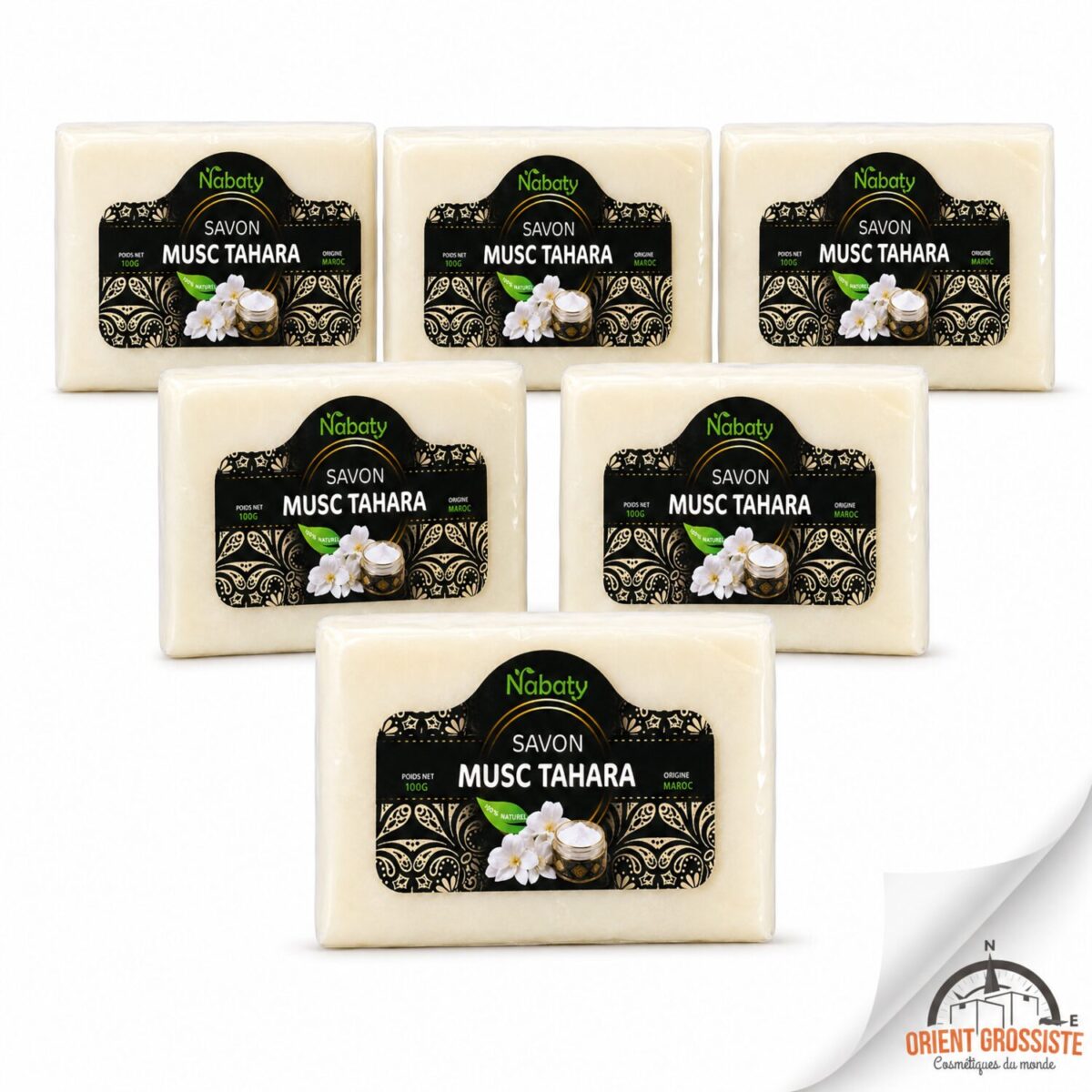 Savon Musc Tahara en gros, lot de 6 savons de 100 g Nabaty