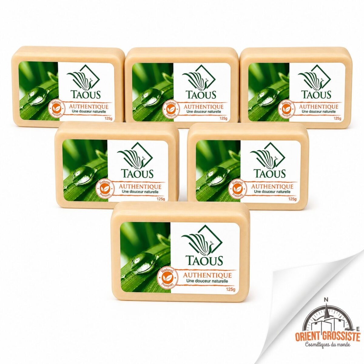 Savon authentique Taous en gros, lot de 6 savons de 125 g