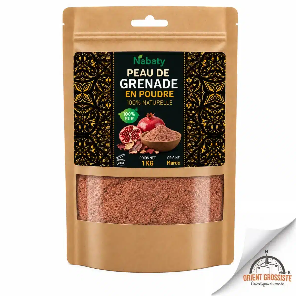 Sachet de 1 kg de peau de grenade en poudre Nabaty, vendu en gros